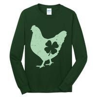 St Patrick's Day Lucky Shamrock Clover Chicken Tall Long Sleeve T-Shirt