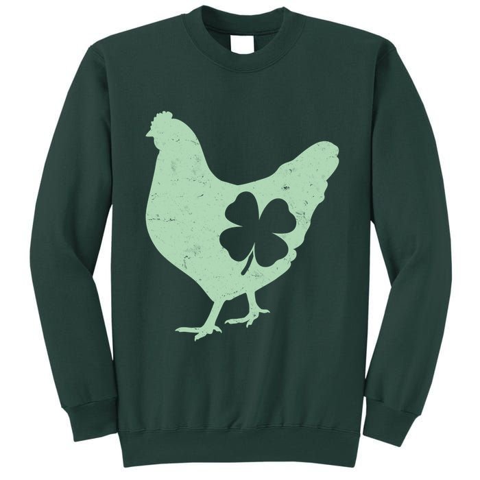 St Patrick's Day Lucky Shamrock Clover Chicken Tall Sweatshirt