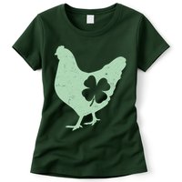 St Patrick's Day Lucky Shamrock Clover Chicken Womens T-Shirt