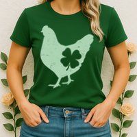 St Patrick's Day Lucky Shamrock Clover Chicken Womens T-Shirt