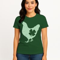 St Patrick's Day Lucky Shamrock Clover Chicken Womens T-Shirt
