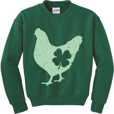 St Patrick's Day Lucky Shamrock Clover Chicken Kids Sweatshirt