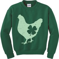 St Patrick's Day Lucky Shamrock Clover Chicken Kids Sweatshirt