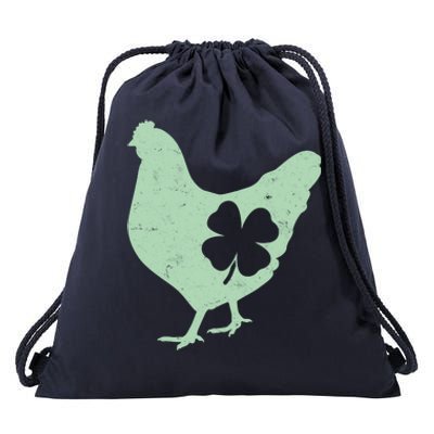 St Patrick's Day Lucky Shamrock Clover Chicken Drawstring Bag