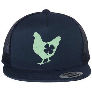 St Patrick's Day Lucky Shamrock Clover Chicken Flat Bill Trucker Hat