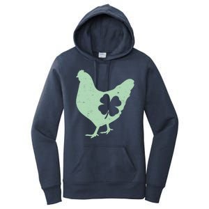 St Patrick's Day Lucky Shamrock Clover Chicken Women's Pullover Hoodie