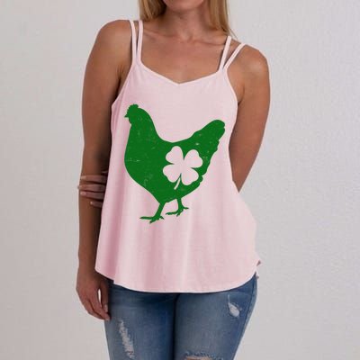 St Patrick's Day Lucky Shamrock Clover Chicken Women's Strappy Tank