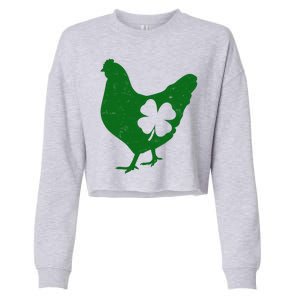 St Patrick's Day Lucky Shamrock Clover Chicken Cropped Pullover Crew