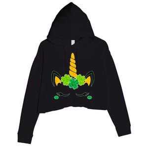 St Patrick's Day Lucky Unicorn Crop Fleece Hoodie