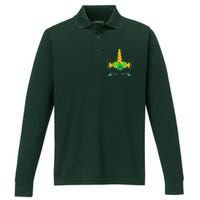 St Patrick's Day Lucky Unicorn Performance Long Sleeve Polo