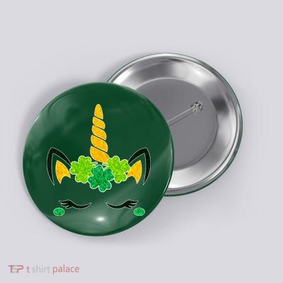 St Patrick's Day Lucky Unicorn Button