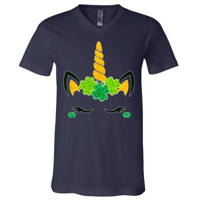 St Patrick's Day Lucky Unicorn V-Neck T-Shirt