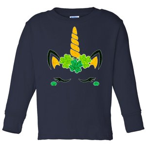 St Patrick's Day Lucky Unicorn Toddler Long Sleeve Shirt