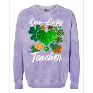 St Patrick's Day One Lucky Teacher Colorblast Crewneck Sweatshirt