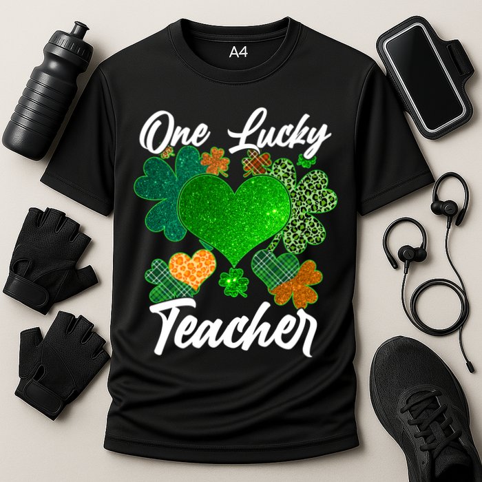 St Patrick's Day One Lucky Teacher Cooling Performance Crew T-Shirt