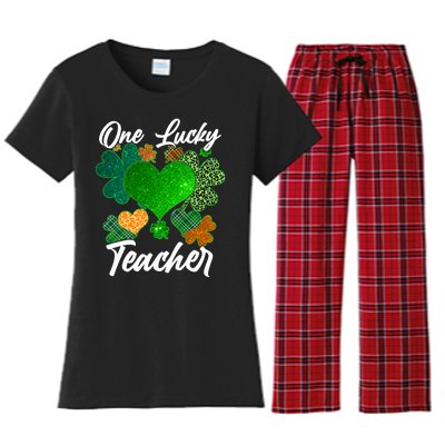 St Patrick's Day One Lucky Teacher Women's Flannel Pajama Set