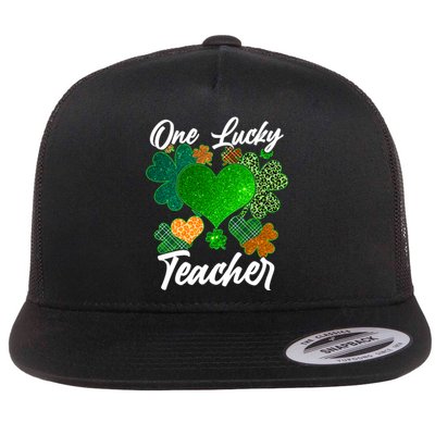 St Patrick's Day One Lucky Teacher Flat Bill Trucker Hat