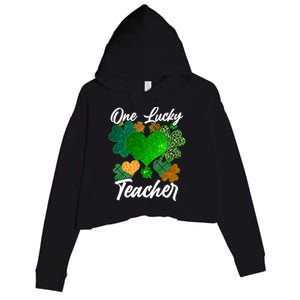 St Patrick's Day One Lucky Teacher Crop Fleece Hoodie