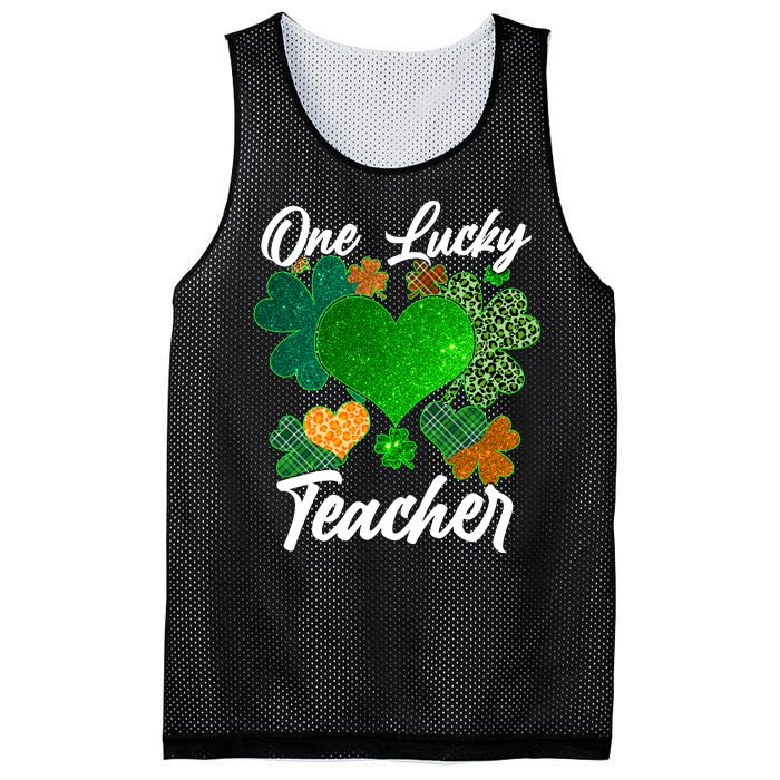 St Patrick's Day One Lucky Teacher Mesh Reversible Basketball Jersey Tank