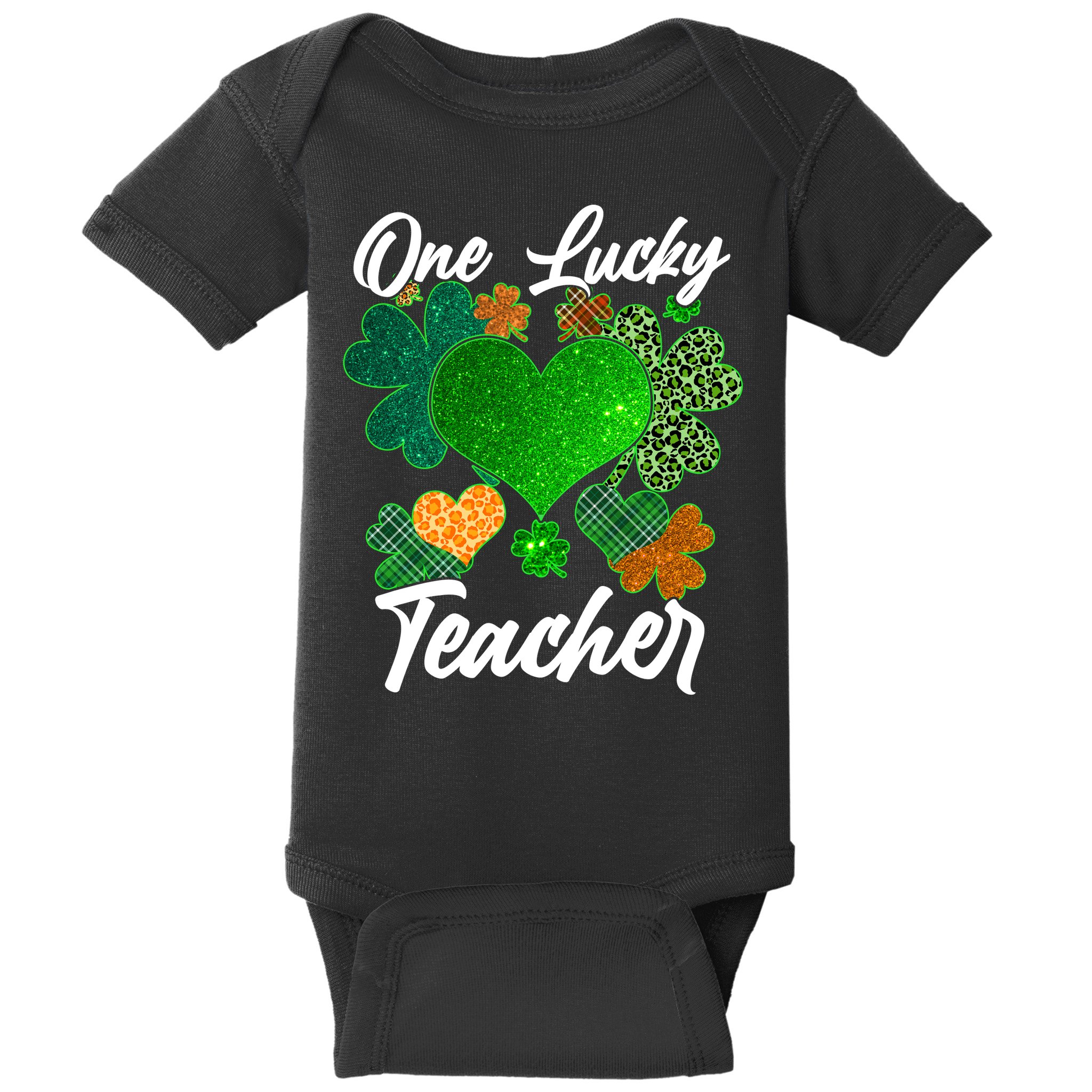 St Patrick's Day One Lucky Teacher Baby Bodysuit