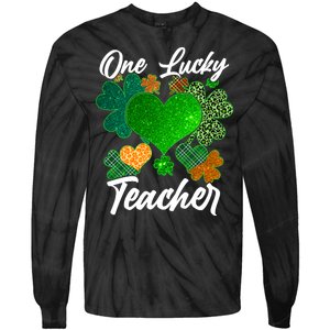 St Patrick's Day One Lucky Teacher Tie-Dye Long Sleeve Shirt