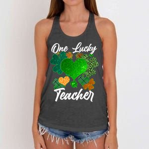 St Patrick's Day One Lucky Teacher Women's Knotted Racerback Tank