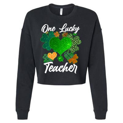 St Patrick's Day One Lucky Teacher Cropped Pullover Crew