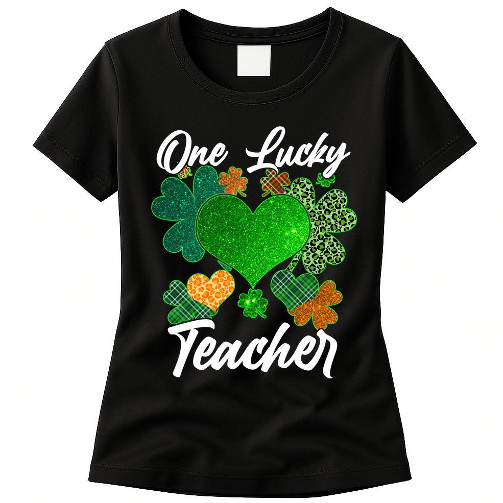 St Patrick's Day One Lucky Teacher Womens T-Shirt