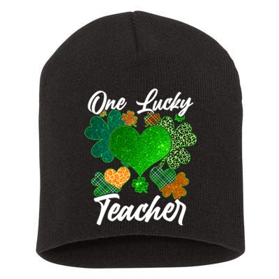 St Patrick's Day One Lucky Teacher Short Acrylic Beanie