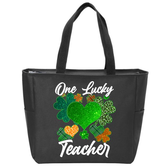 St Patrick's Day One Lucky Teacher Zip Tote Bag