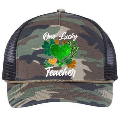 St Patrick's Day One Lucky Teacher Retro Rope Trucker Hat Cap