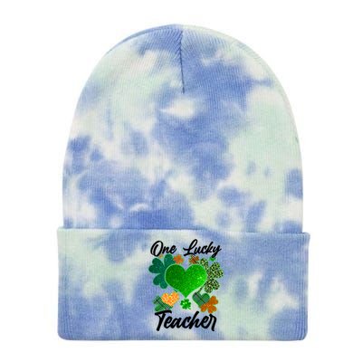 St Patrick's Day One Lucky Teacher Tie Dye 12in Knit Beanie