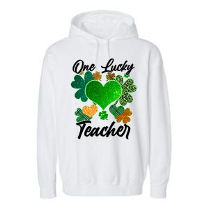 St Patrick's Day One Lucky Teacher Garment-Dyed Fleece Hoodie