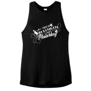 St Patrick's Day Prone To Shenanigans And Malarkey Ladies PosiCharge Tri-Blend Wicking Tank