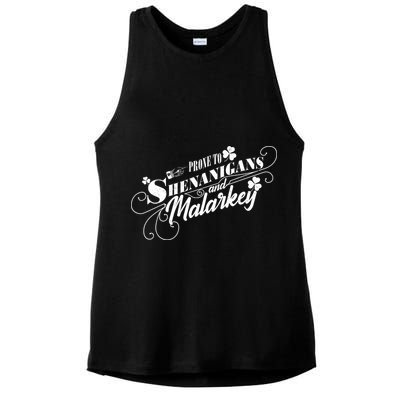St Patrick's Day Prone To Shenanigans And Malarkey Ladies PosiCharge Tri-Blend Wicking Tank