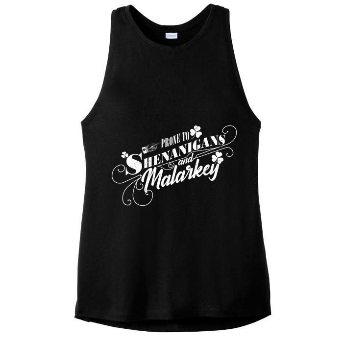 St Patrick's Day Prone To Shenanigans And Malarkey Ladies PosiCharge Tri-Blend Wicking Tank