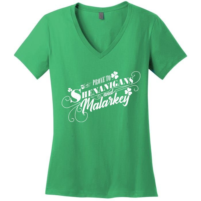 St Patrick's Day Prone To Shenanigans And Malarkey Women's V-Neck T-Shirt