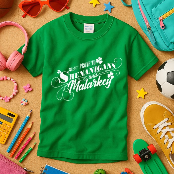 St Patrick's Day Prone To Shenanigans And Malarkey Kids T-Shirt
