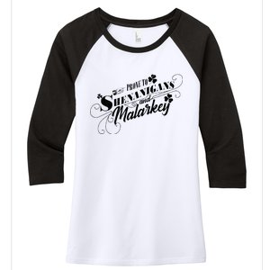 St Patrick's Day Prone To Shenanigans And Malarkey Women's Tri-Blend 3/4-Sleeve Raglan Shirt