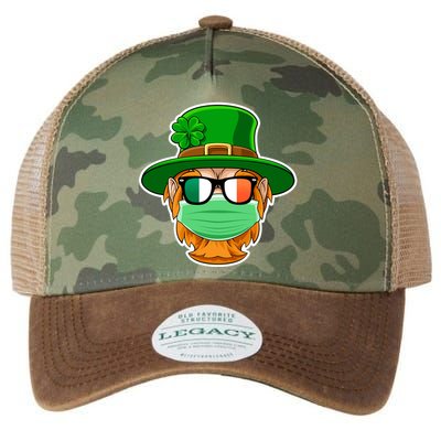 St Patrick's Day Quarantine Leprechaun With Mask Legacy Tie Dye Trucker Hat