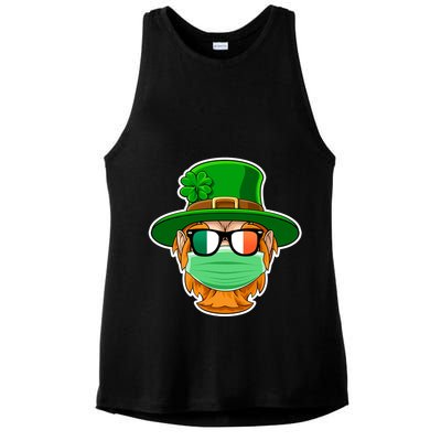 St Patrick's Day Quarantine Leprechaun With Mask Ladies PosiCharge Tri-Blend Wicking Tank