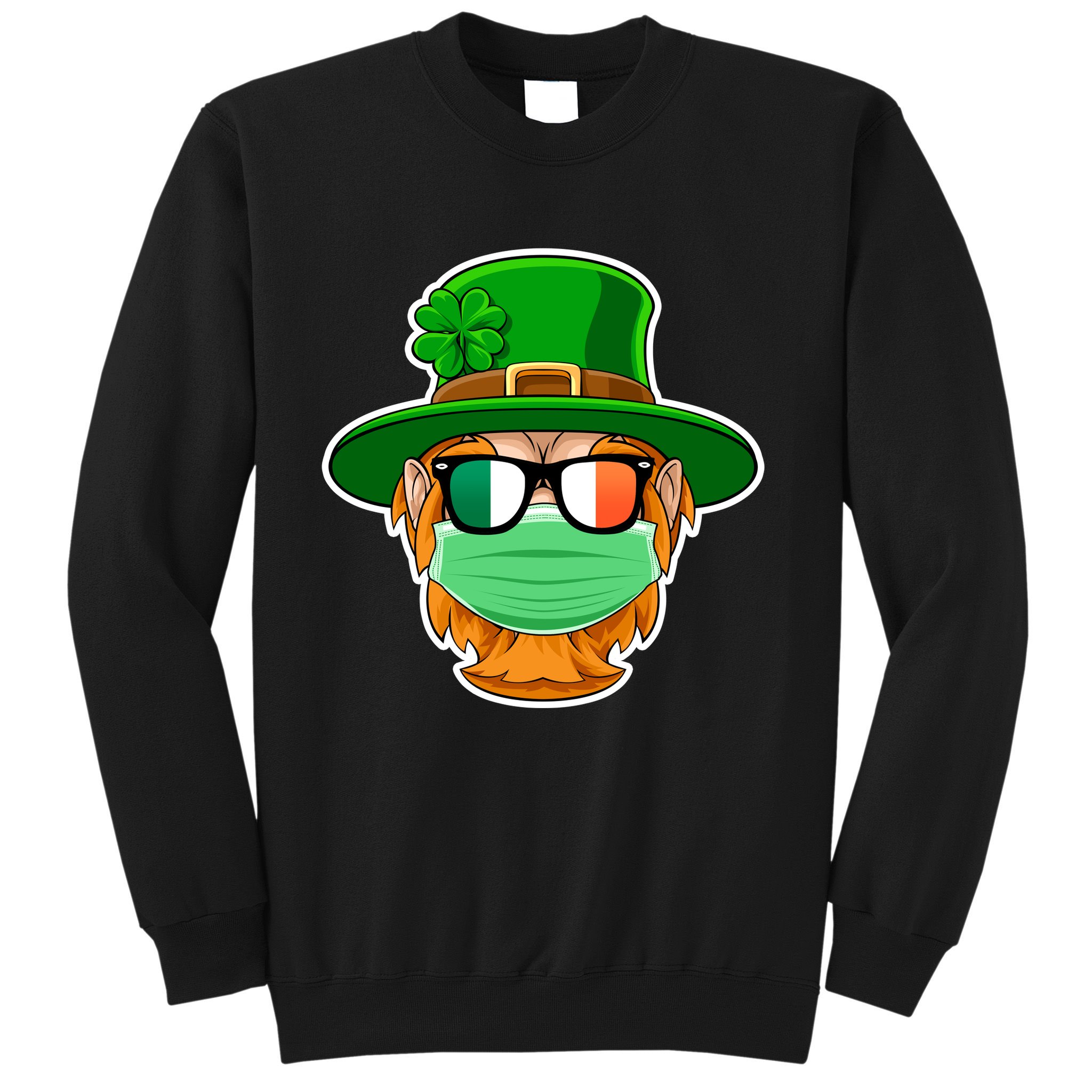 St Patrick's Day Quarantine Leprechaun With Mask Sweatshirt