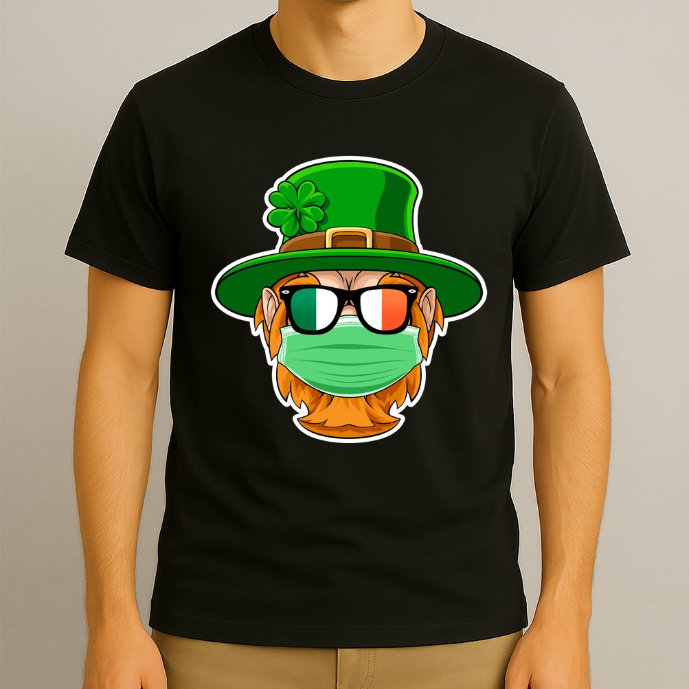 St Patrick's Day Quarantine Leprechaun With Mask T-Shirt