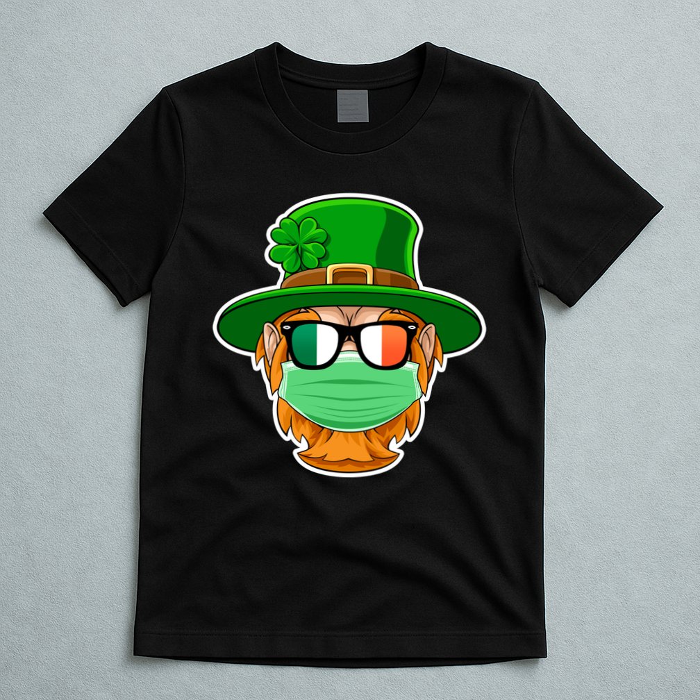 St Patrick's Day Quarantine Leprechaun With Mask T-Shirt