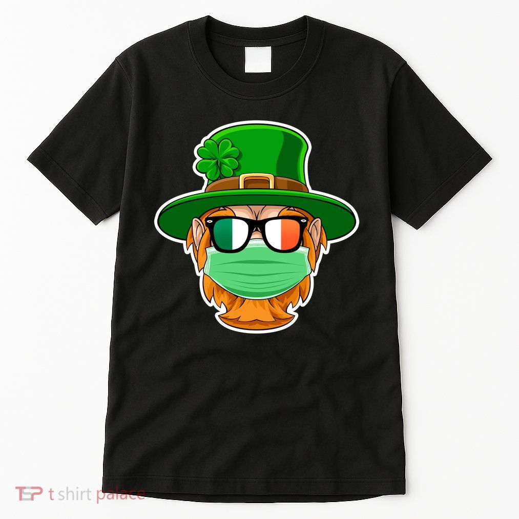 St Patrick's Day Quarantine Leprechaun With Mask Tall T-Shirt