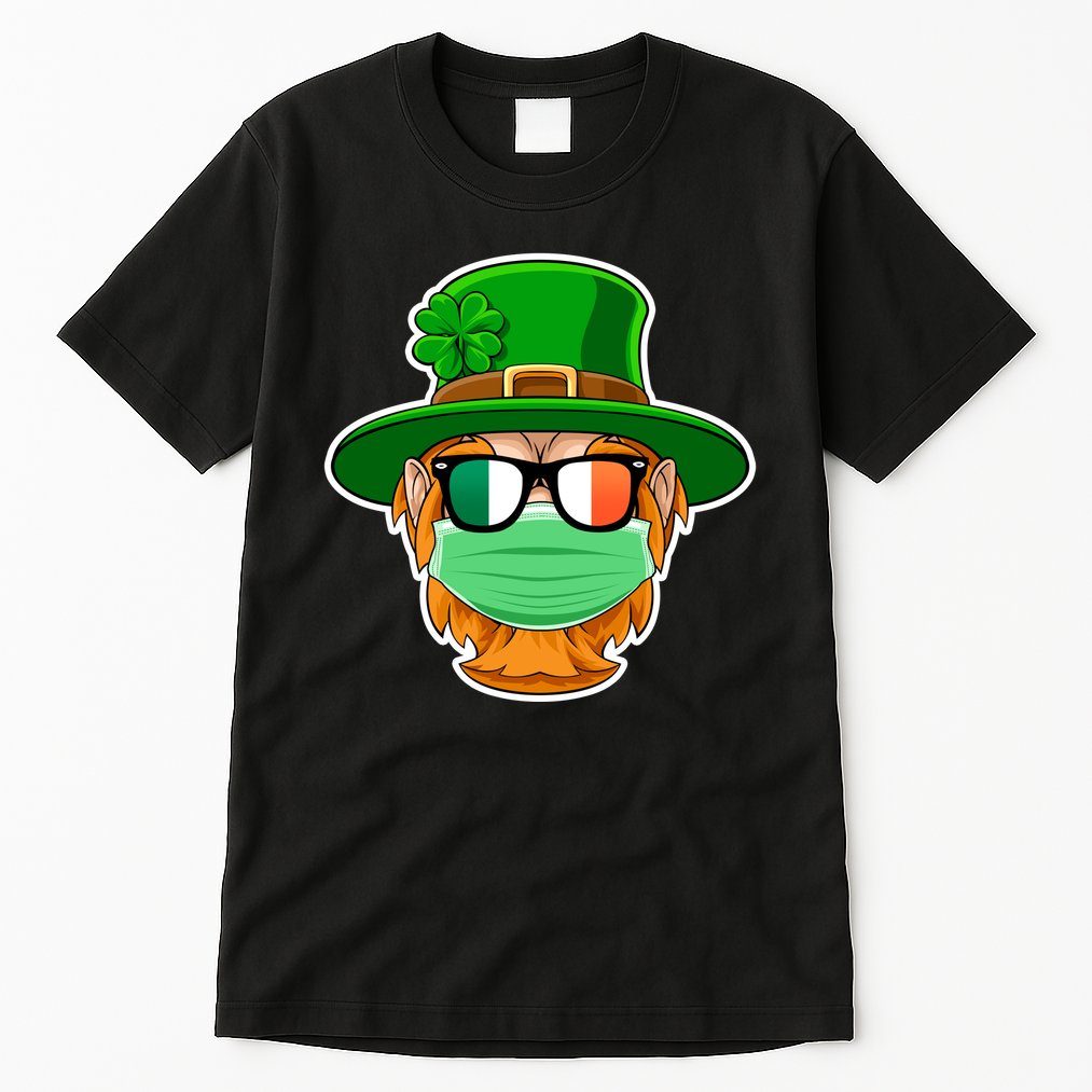 St Patrick's Day Quarantine Leprechaun With Mask Tall T-Shirt