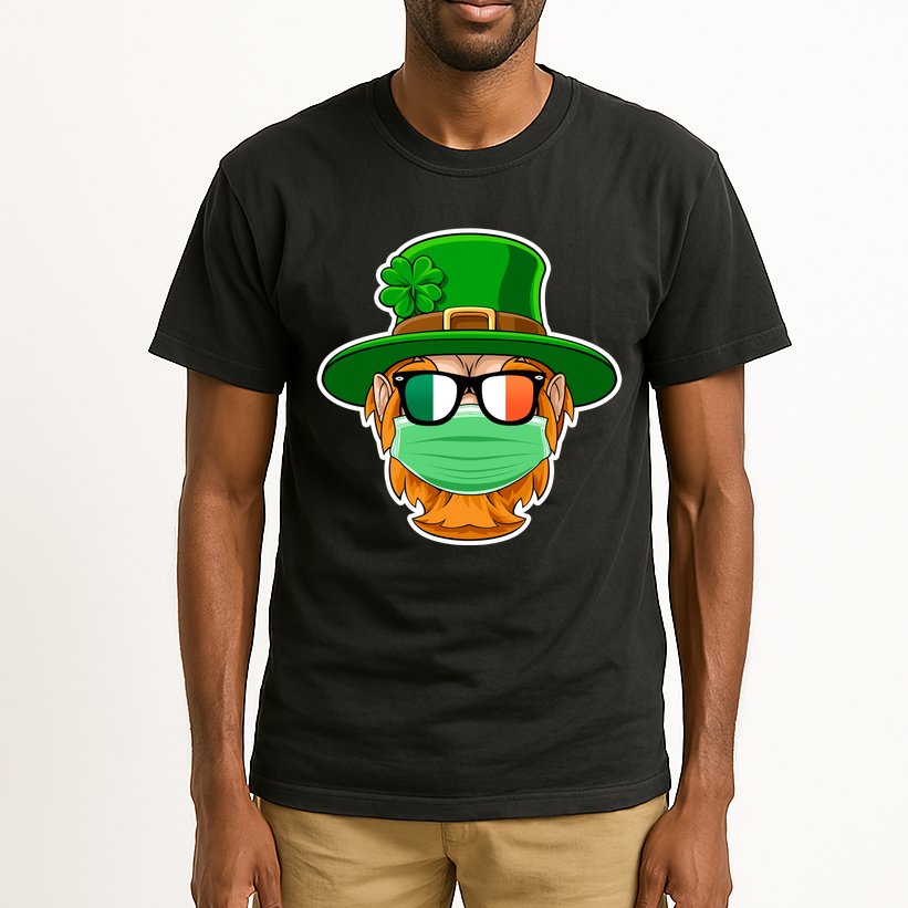 St Patrick's Day Quarantine Leprechaun With Mask Tall T-Shirt