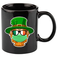 St Patrick's Day Quarantine Leprechaun With Mask 11oz C Handle Ceramic Mug