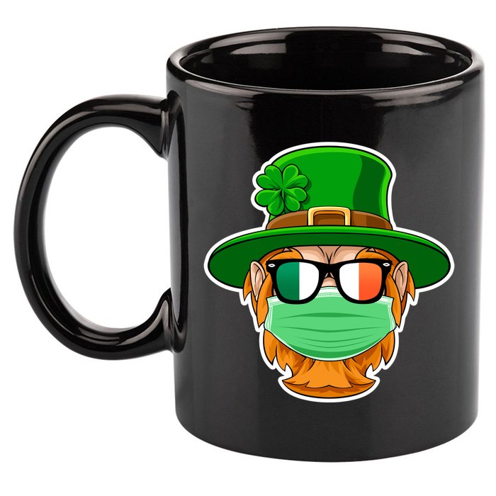 St Patrick's Day Quarantine Leprechaun With Mask 11oz C Handle Ceramic Mug