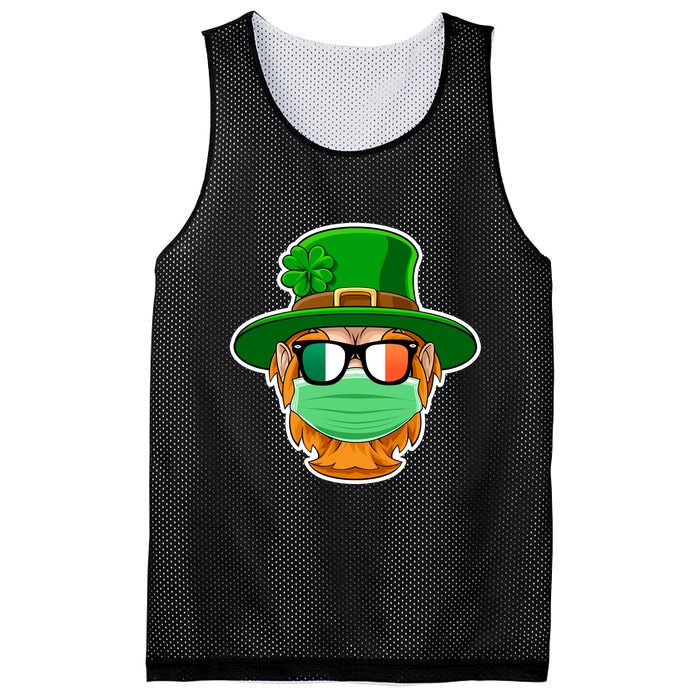 St Patrick's Day Quarantine Leprechaun With Mask Mesh Reversible Basketball Jersey Tank